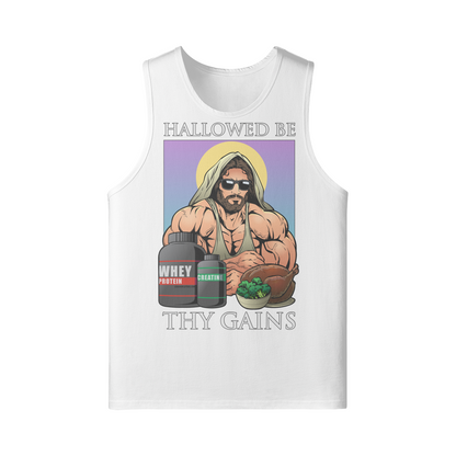 HALLOWED BE THY GAINS- Tank Top-White-League of Lifters