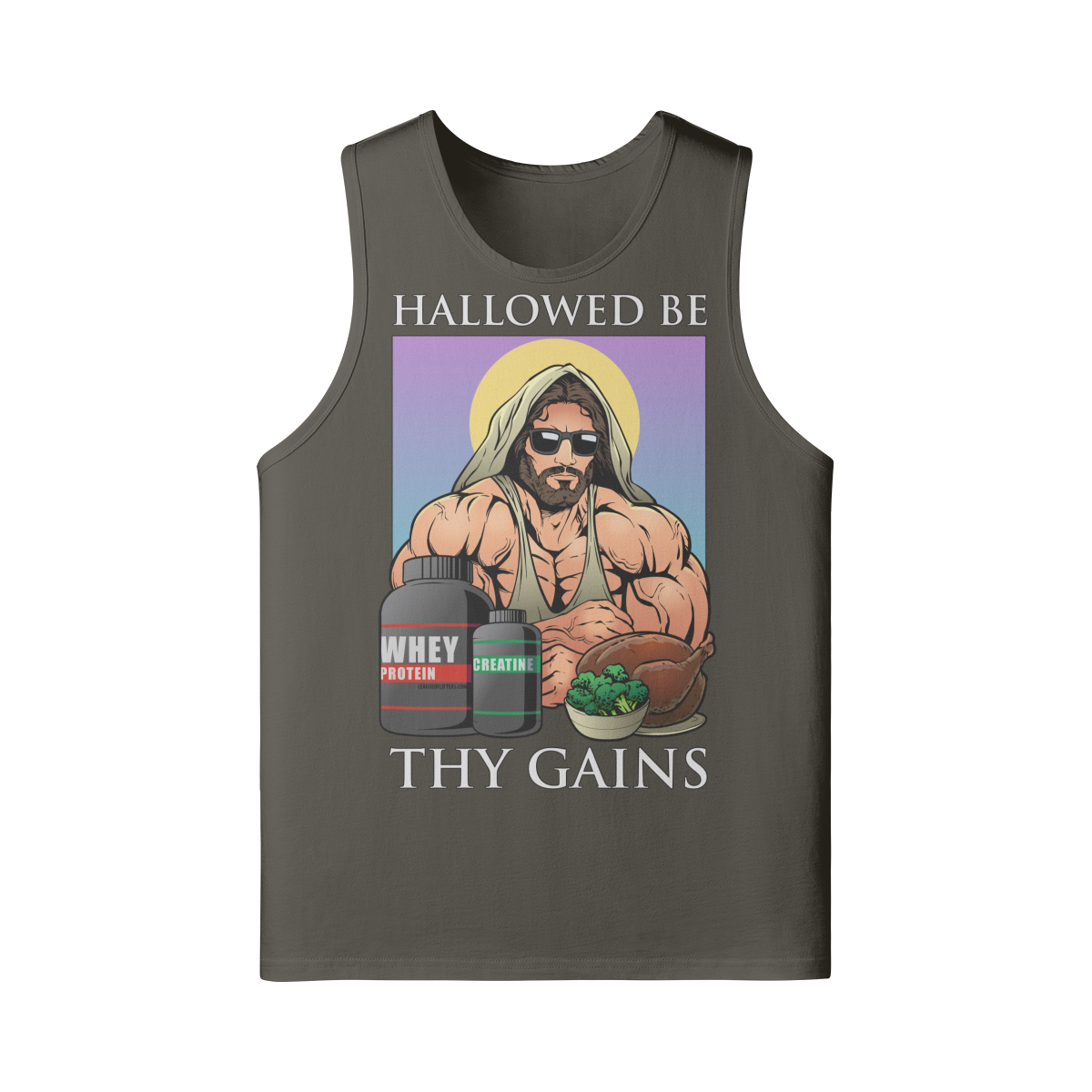 HALLOWED BE THY GAINS- Tank Top-Charcoal Grey-League of Lifters