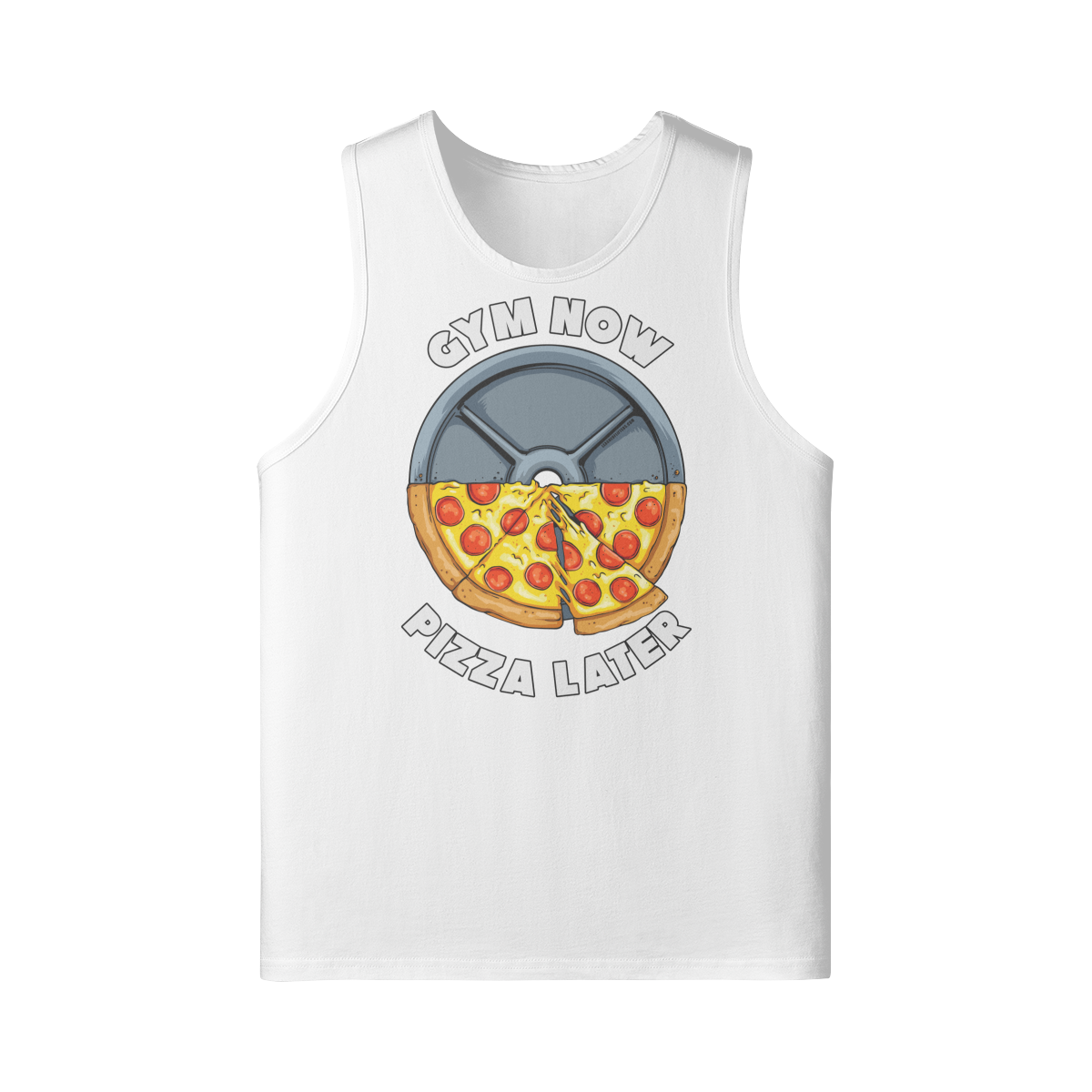 GYM NOW PIZZA LATER- Tank Top-White-League of Lifters