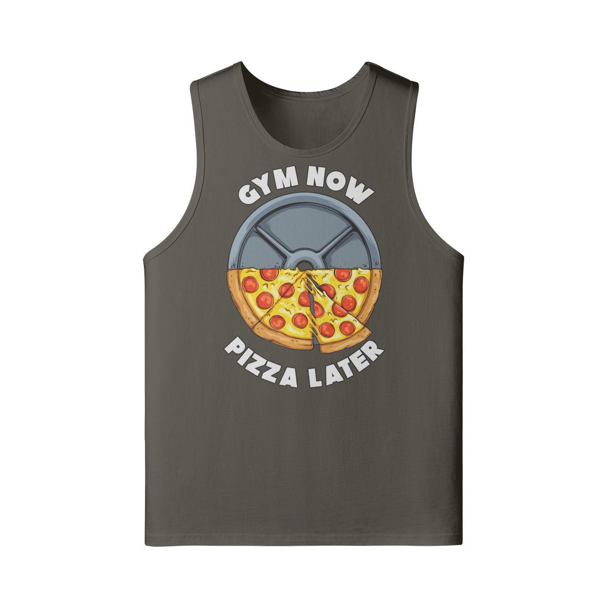 GYM NOW PIZZA LATER- Tank Top-Charcoal Grey-League of Lifters
