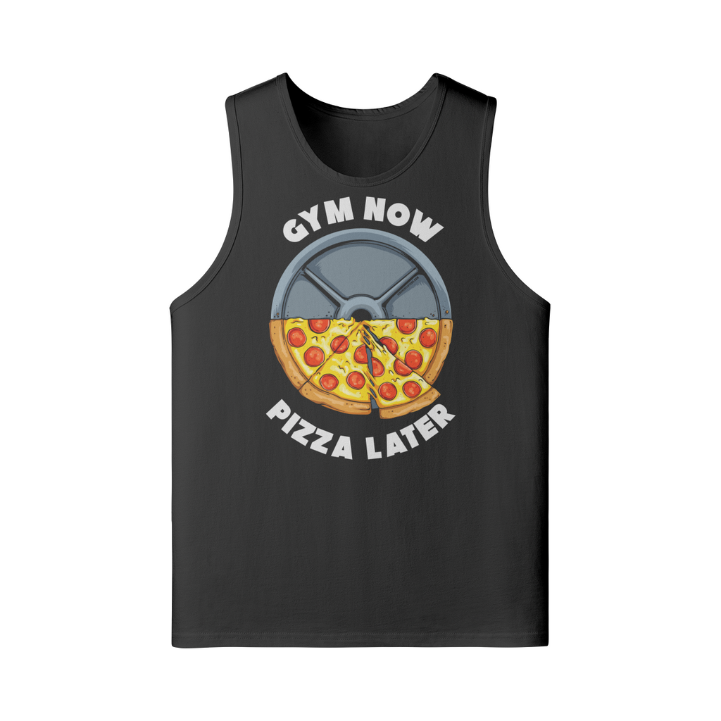 GYM NOW PIZZA LATER- Tank Top-Black-League of Lifters