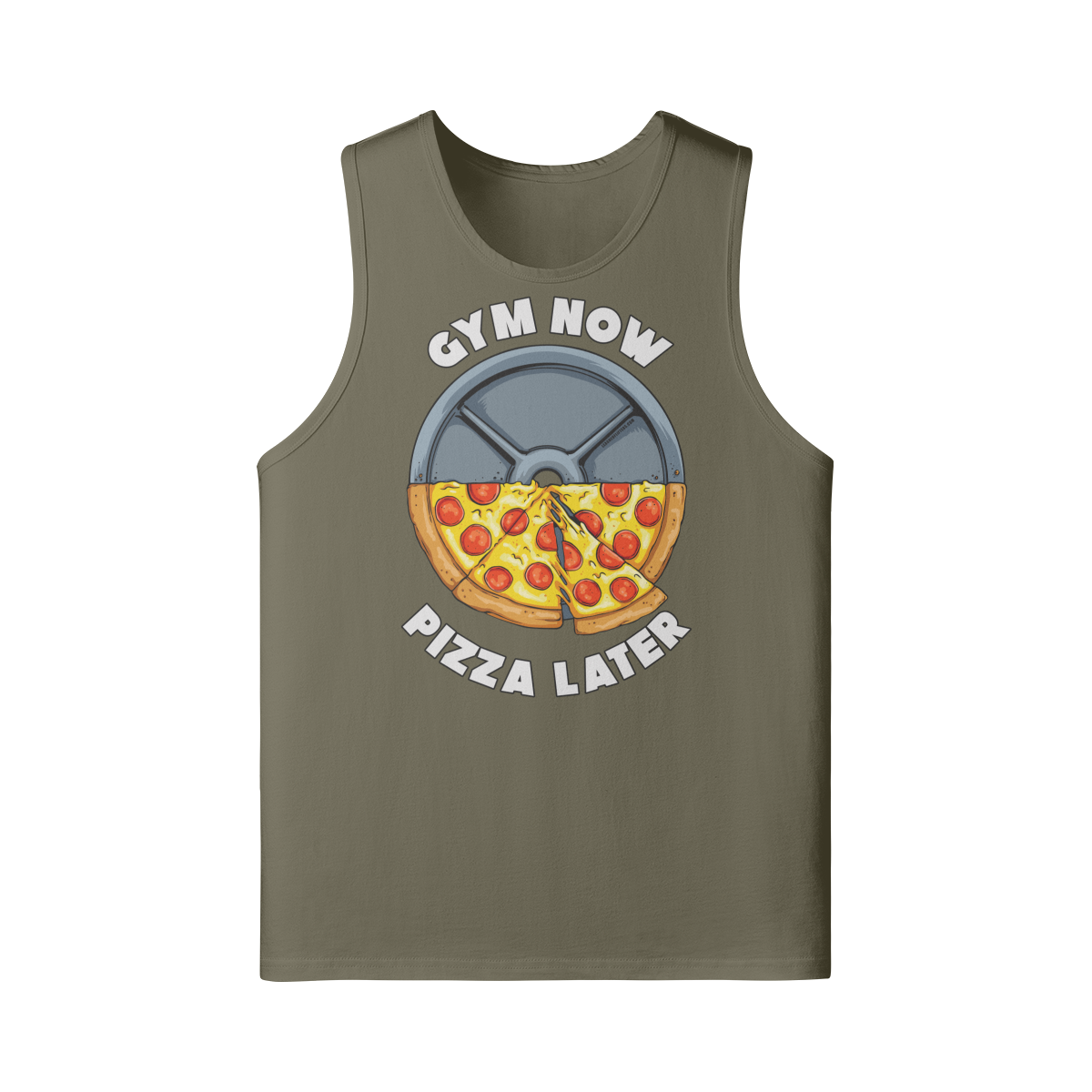 GYM NOW PIZZA LATER- Tank Top-Camel-League of Lifters