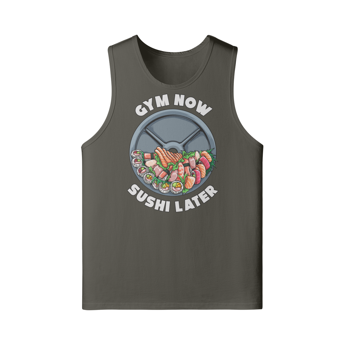 GYM NOW SUSHI LATER- Tank Top-Charcoal Grey-League of Lifters