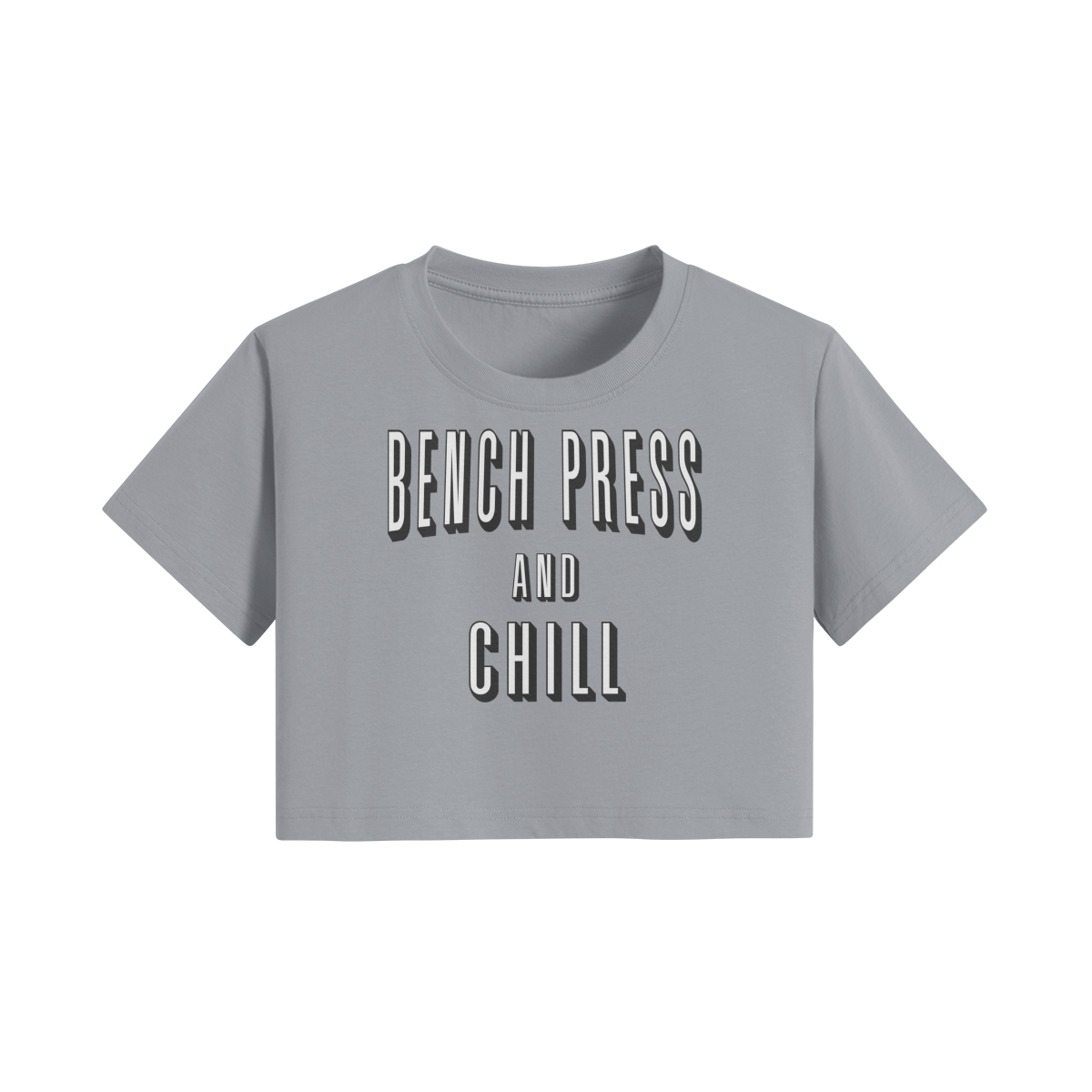 BENCH PRESS AND CHILL- Womens Crop Top-Light Gray-League of Lifters