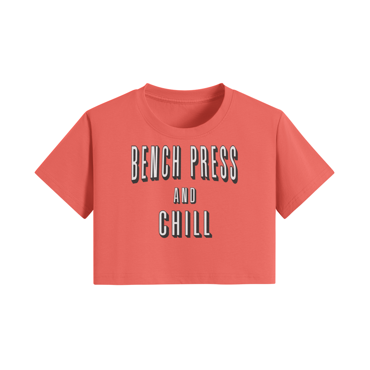 BENCH PRESS AND CHILL- Womens Crop Top-Grapefruit Red-League of Lifters