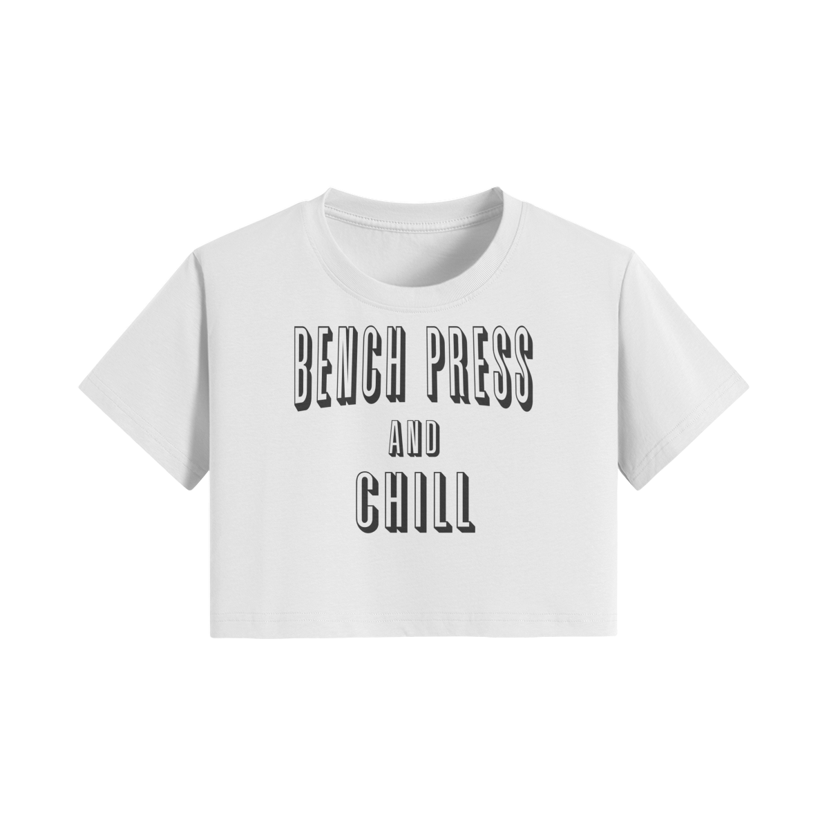 BENCH PRESS AND CHILL- Womens Crop Top-White-League of Lifters