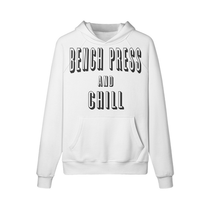 BENCH PRESS AND CHILL- Hoodie-White-League of Lifters