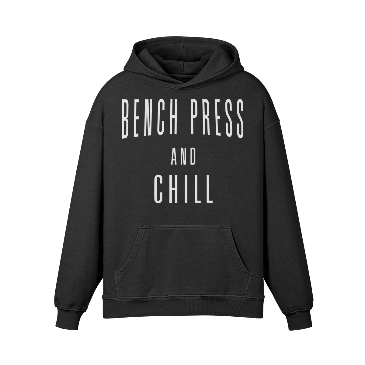 BENCH PRESS AND CHILL- Oversized Hoodie-Faded Black-League of Lifters
