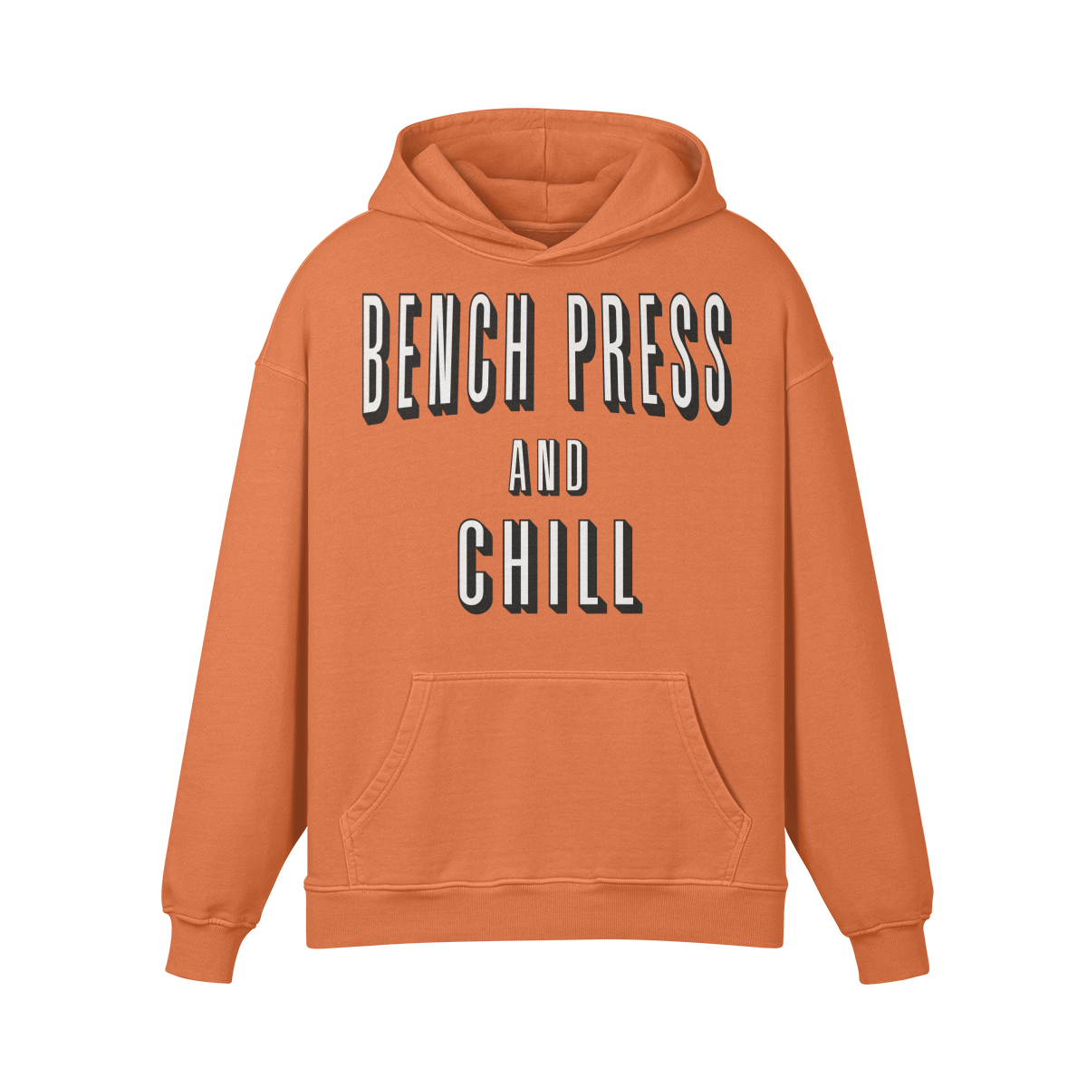 BENCH PRESS AND CHILL- Oversized Hoodie-Copper Red-League of Lifters