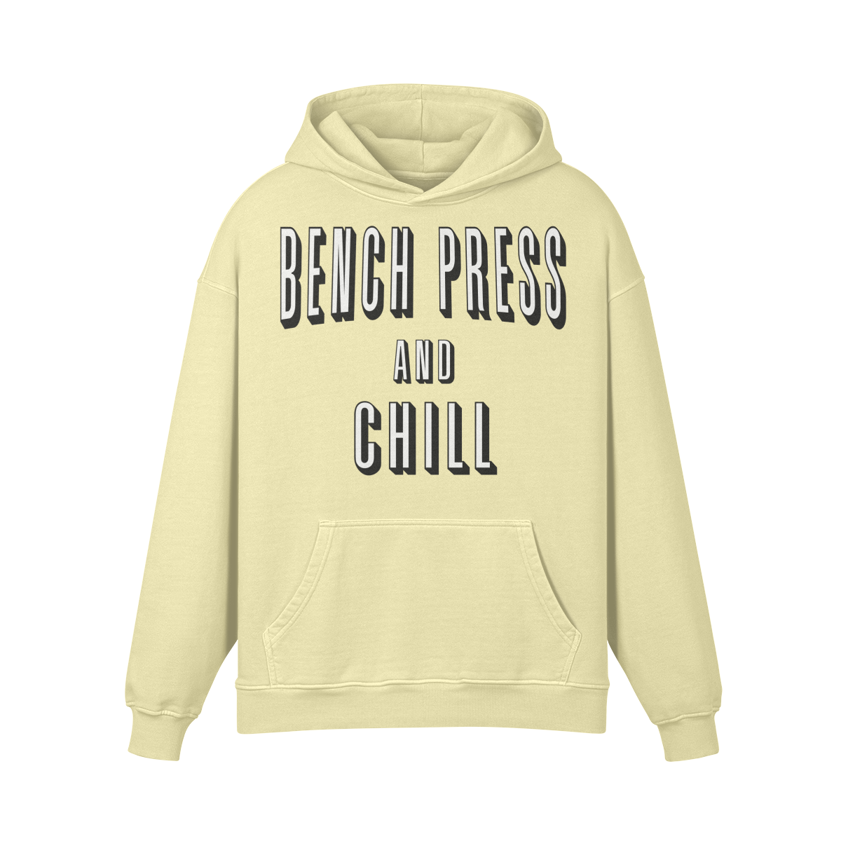 BENCH PRESS AND CHILL- Oversized Hoodie-Pale Spring Bud-League of Lifters