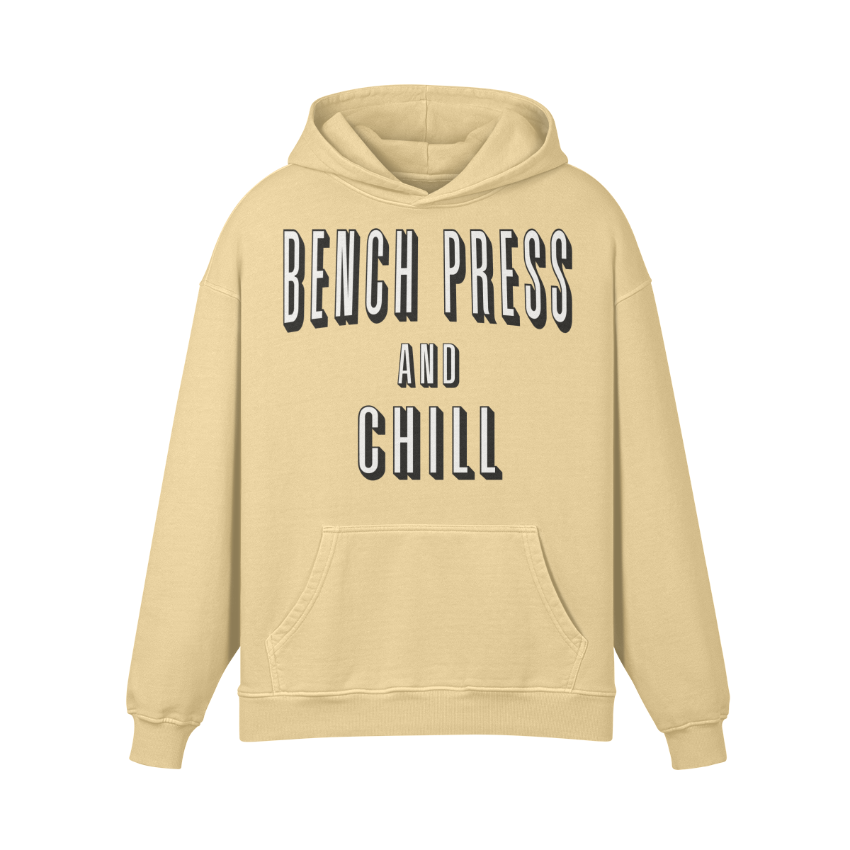 BENCH PRESS AND CHILL- Oversized Hoodie-Desert Sand-League of Lifters