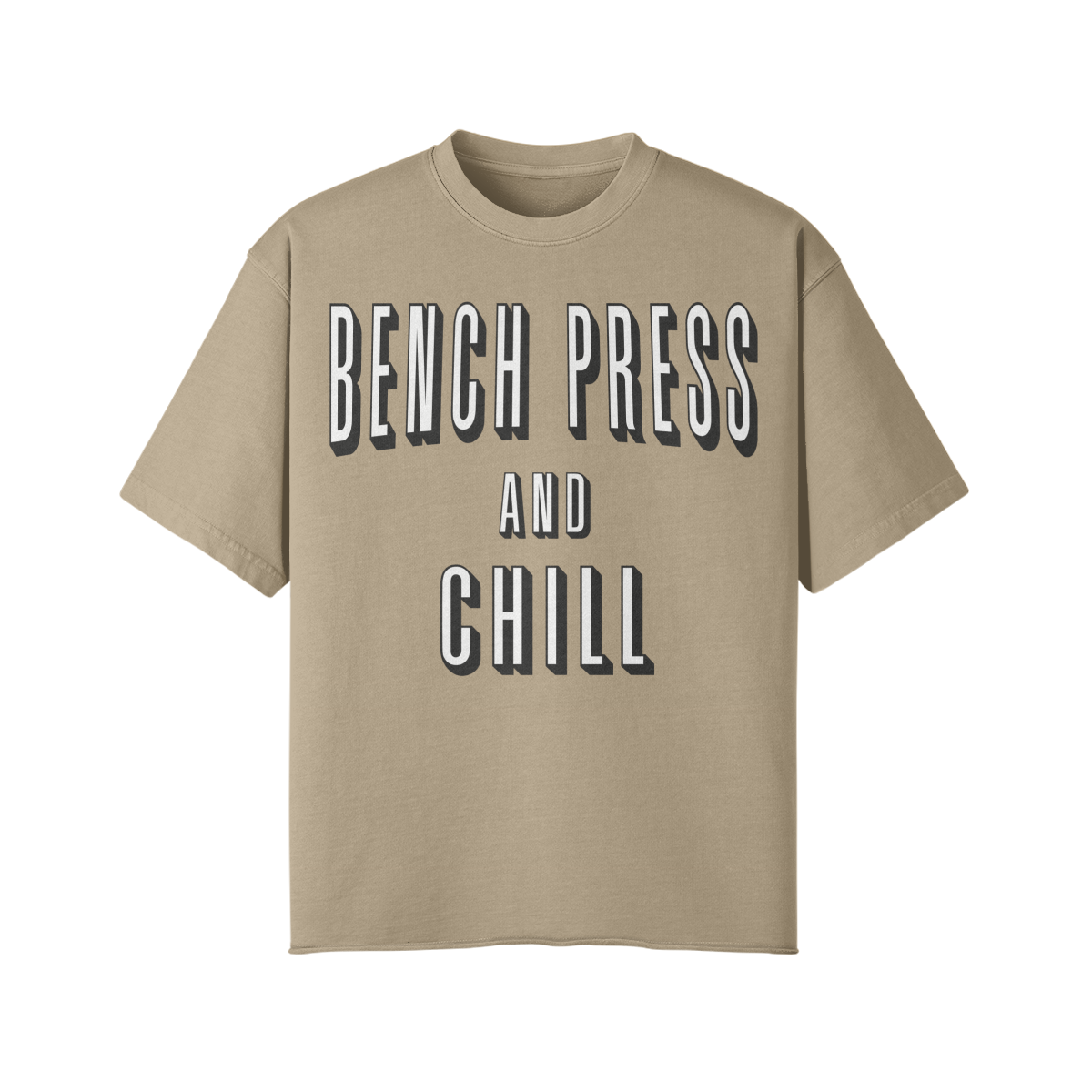 BENCH PRESS AND CHILL- Pump Top-Khaki-League of Lifters