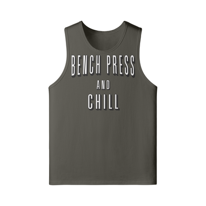 BENCH PRESS AND CHILL- Tank Top-Charcoal Grey-League of Lifters