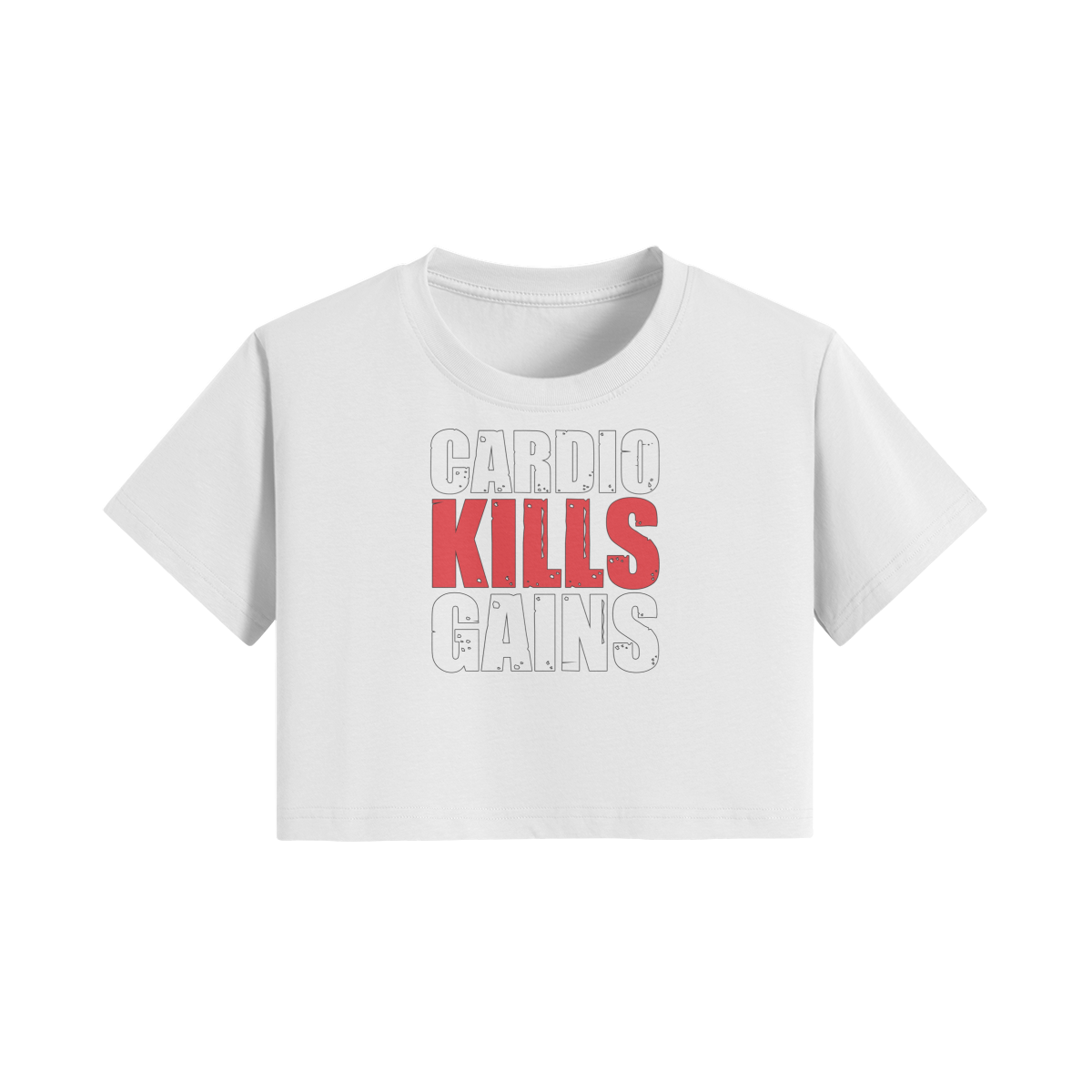 CARDIO KILLS GAINS- Womens Crop Top-White-League of Lifters