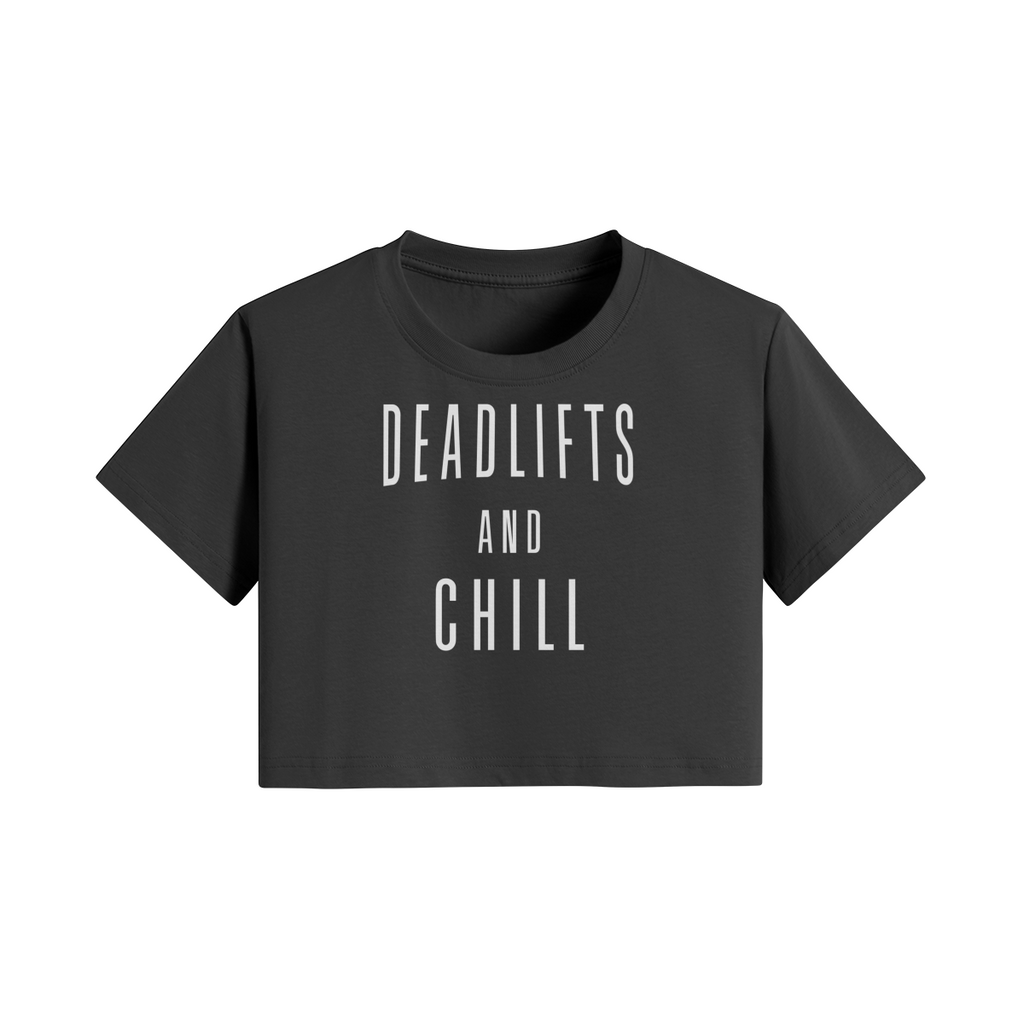 DEADLIFTS AND CHILL- Womens Crop Top-Black-League of Lifters