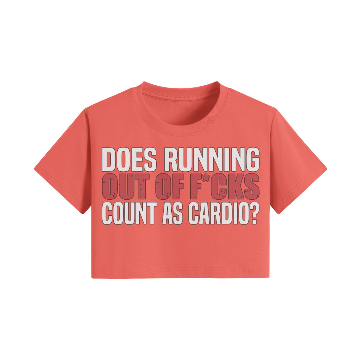 DOES RUNNING OUT OF F*CKS COUNT AS CARDIO- Womens Crop Top-Grapefruit Red-League of Lifters