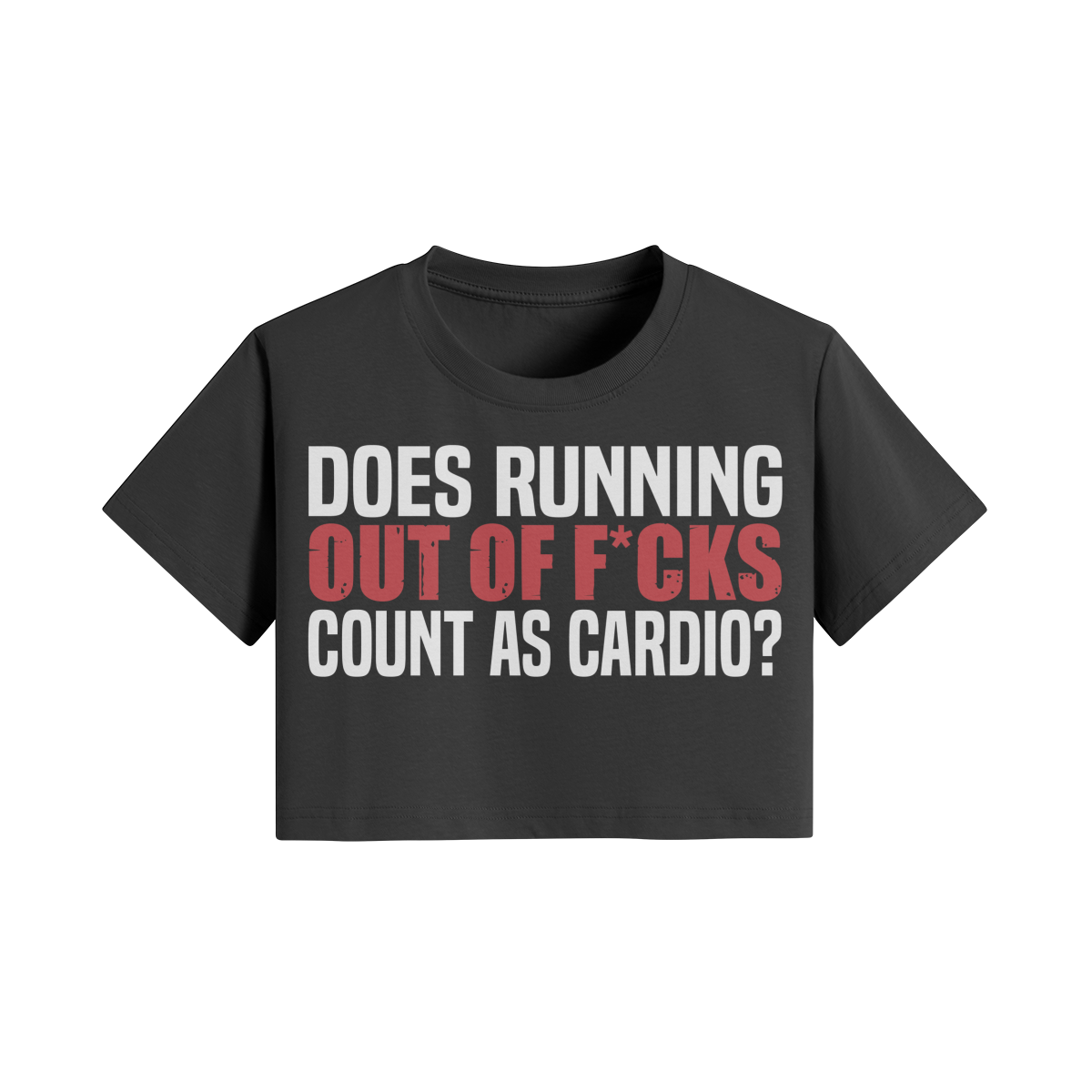 DOES RUNNING OUT OF F*CKS COUNT AS CARDIO- Womens Crop Top-Black-League of Lifters