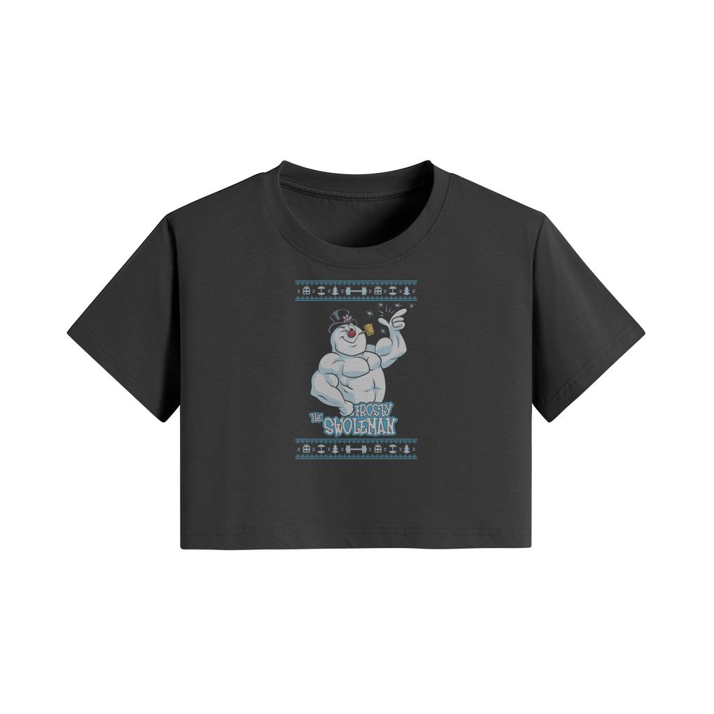 FROSTY THE SWOLEMAN- Womens Crop Top-Black-League of Lifters