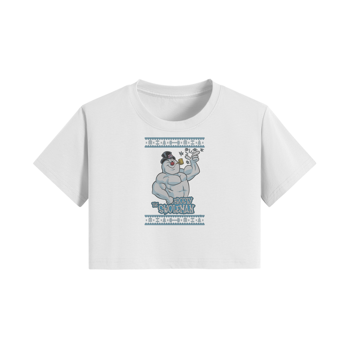 FROSTY THE SWOLEMAN- Womens Crop Top-White-League of Lifters