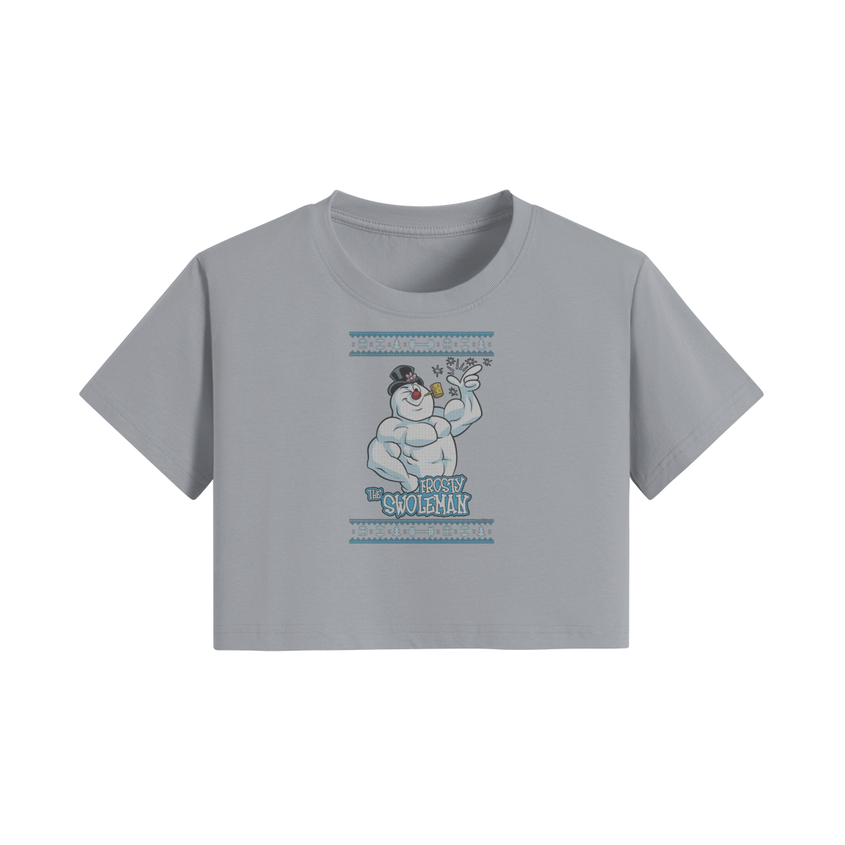 FROSTY THE SWOLEMAN- Womens Crop Top-Light Gray-League of Lifters