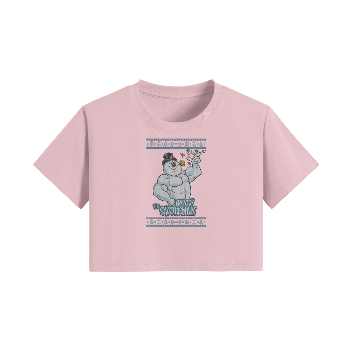 FROSTY THE SWOLEMAN- Womens Crop Top-Pink-League of Lifters