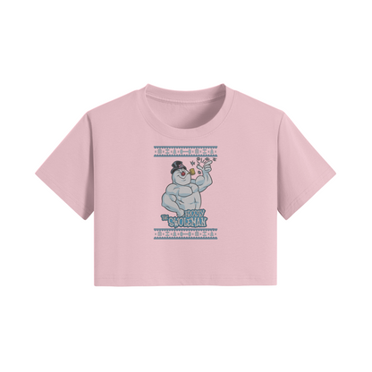 FROSTY THE SWOLEMAN- Womens Crop Top-Pink-League of Lifters