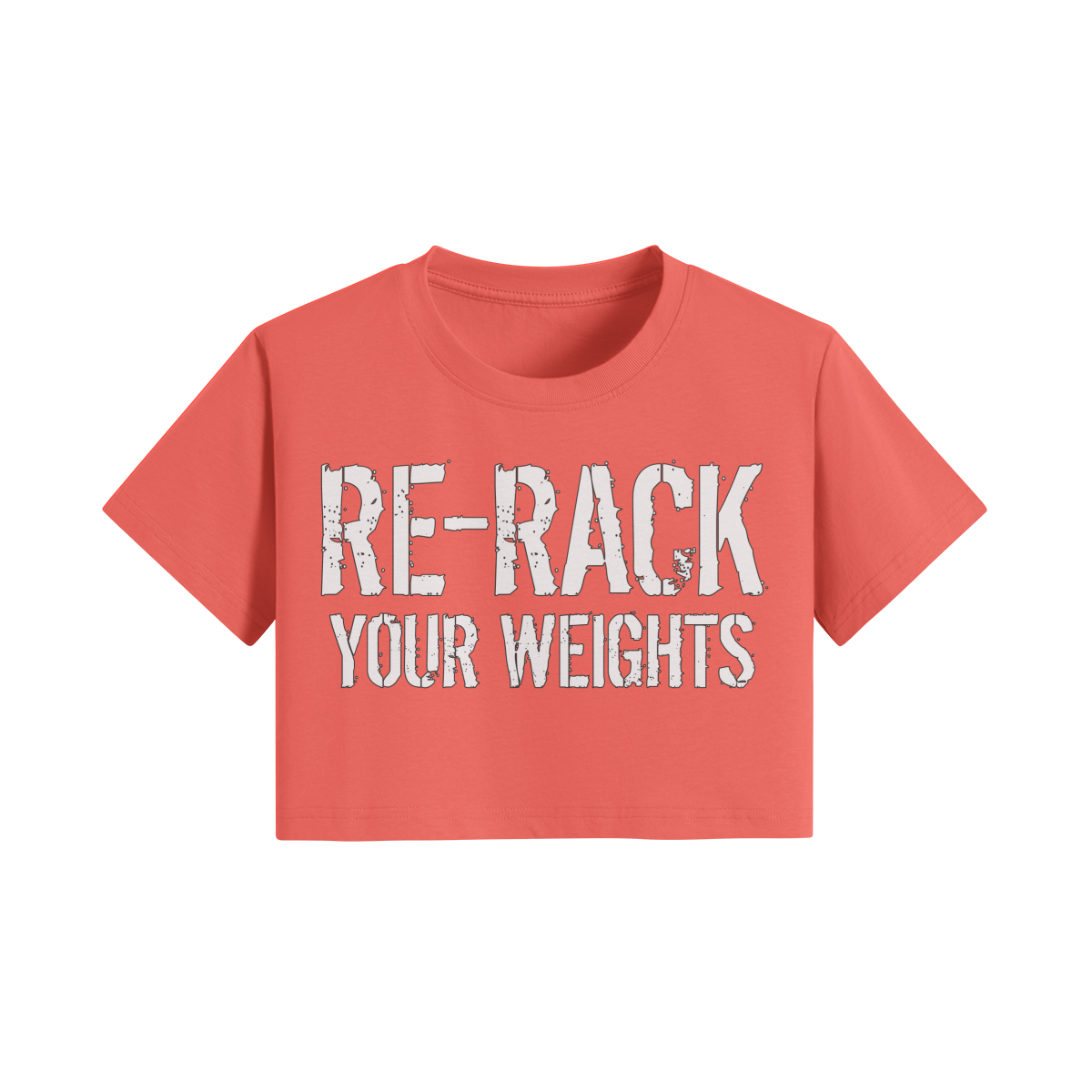 RE-RACK YOUR WEIGHTS- Womens Crop Top-Grapefruit Red-League of Lifters