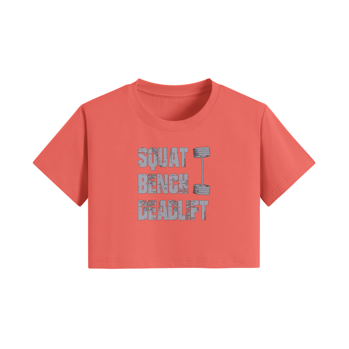 SQUATS BENCH DEADLIFT- Womens Crop Top-Grapefruit Red-League of Lifters