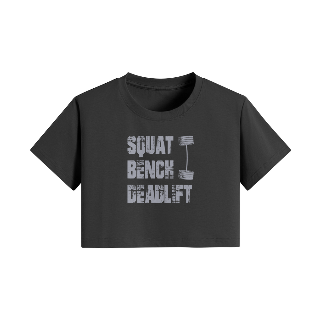 SQUATS BENCH DEADLIFT- Womens Crop Top-Black-League of Lifters