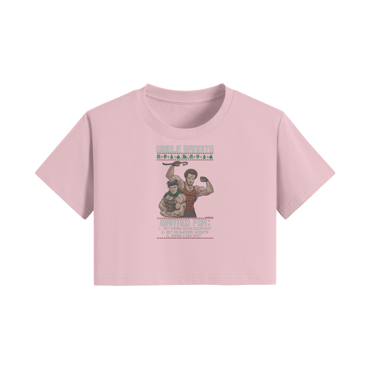 SWOLE BANDITS- Womens Crop Top-Pink-League of Lifters