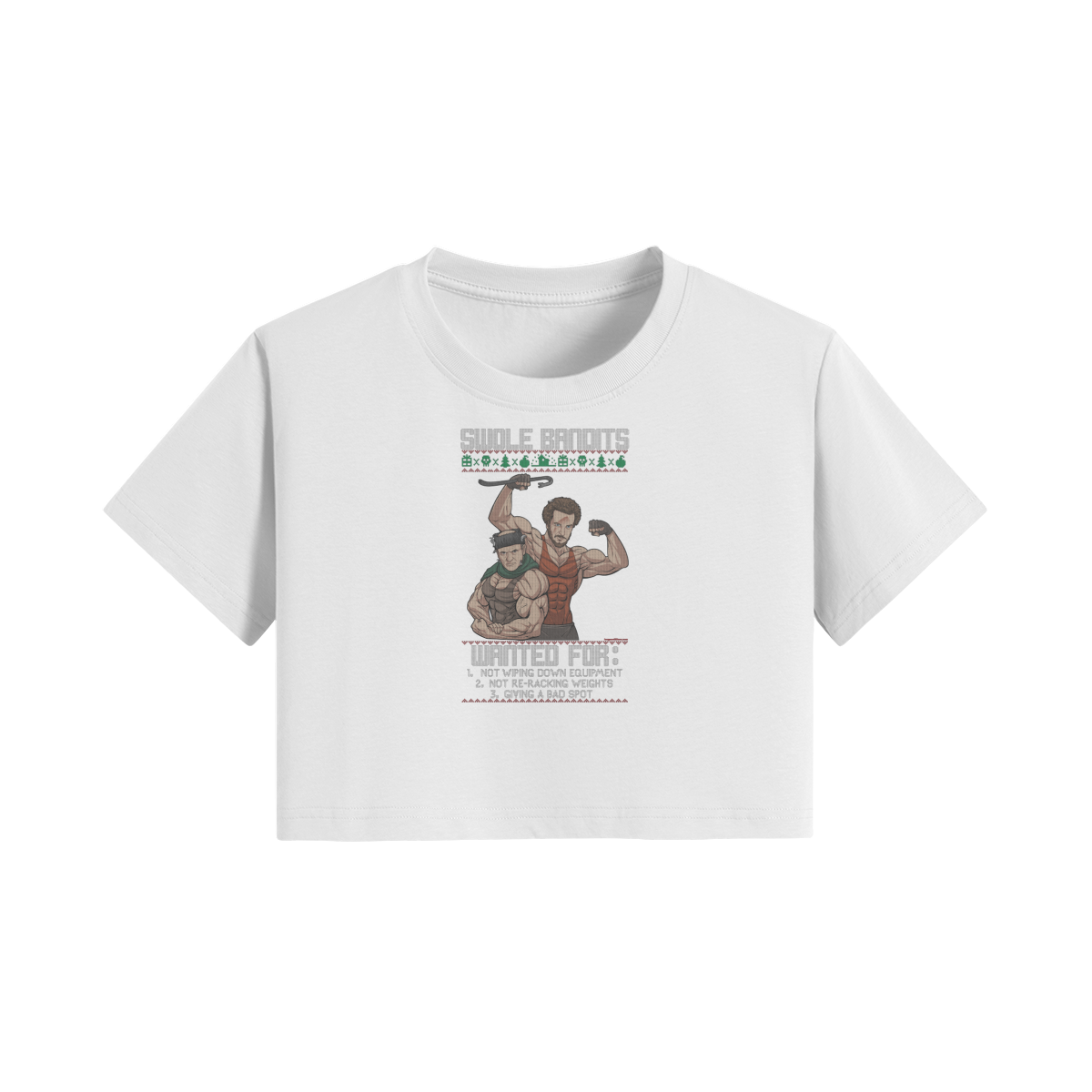 SWOLE BANDITS- Womens Crop Top-White-League of Lifters