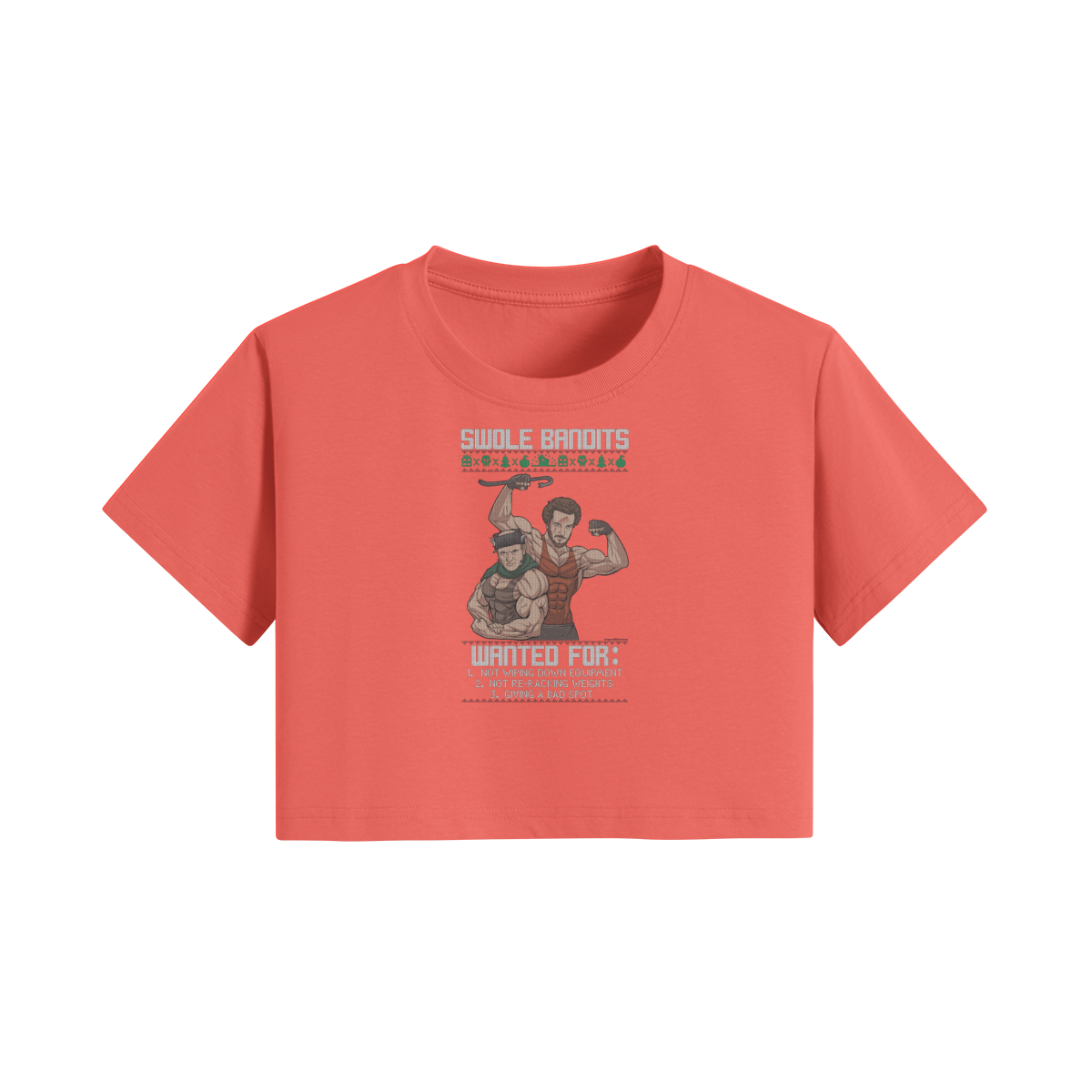 SWOLE BANDITS- Womens Crop Top-Grapefruit Red-League of Lifters
