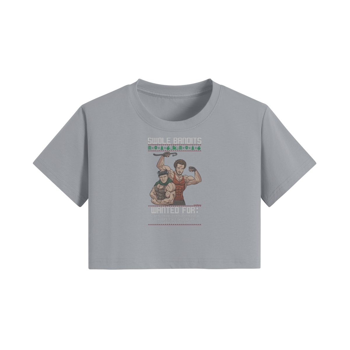 SWOLE BANDITS- Womens Crop Top-Light Gray-League of Lifters