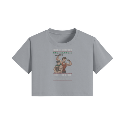 SWOLE BANDITS- Womens Crop Top-Light Gray-League of Lifters