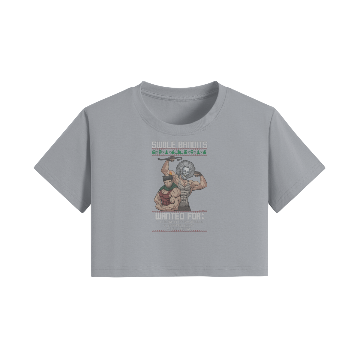 SWOLE BANDITS VARIANT- Womens Crop Top-Light Gray-League of Lifters