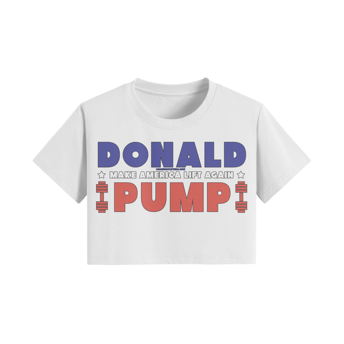 DONALD PUMP- Womens Crop Top-White-League of Lifters