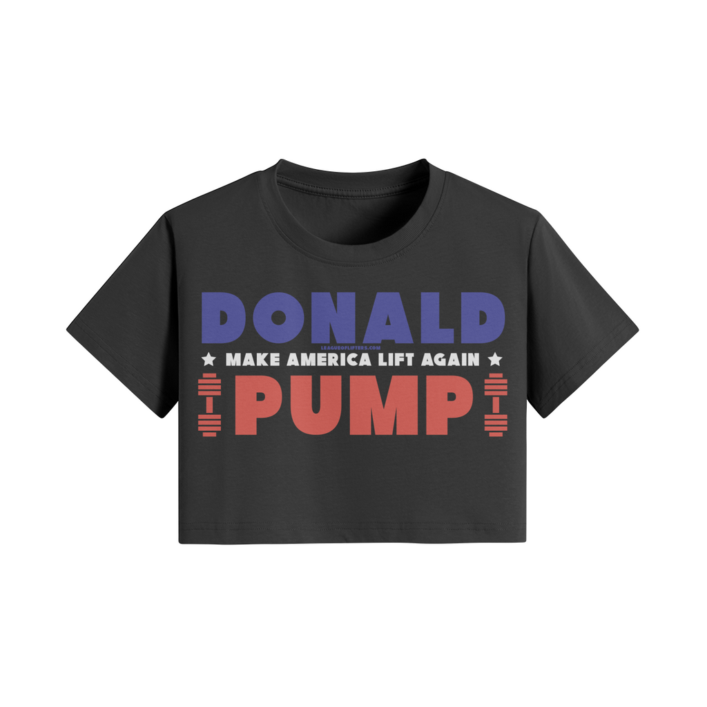 DONALD PUMP- Womens Crop Top-Black-League of Lifters