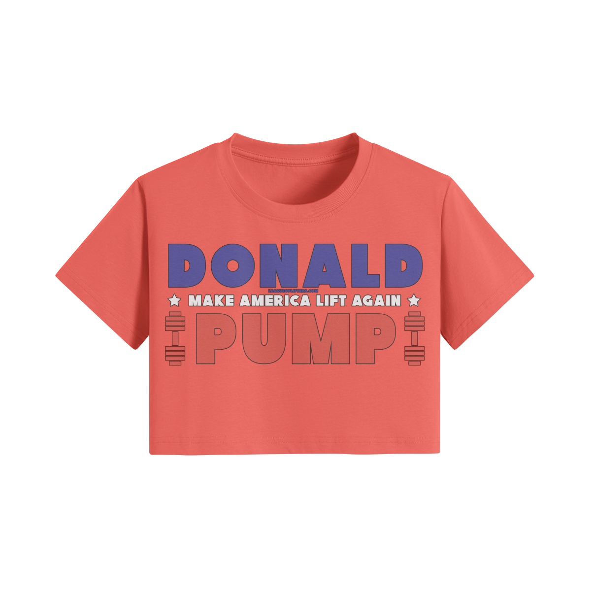 DONALD PUMP- Womens Crop Top-Grapefruit Red-League of Lifters