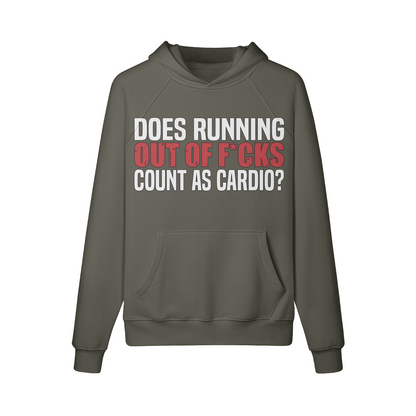 DOES RUNNING OUT OF F*CKS COUNT AS CARDIO- Hoodie-Charcoal Grey-League of Lifters