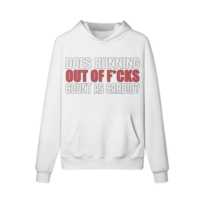 DOES RUNNING OUT OF F*CKS COUNT AS CARDIO- Hoodie-White-League of Lifters