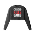 CARDIO KILLS GAINS- Womens Long Sleeve Crop Top-Faded Black-League of Lifters