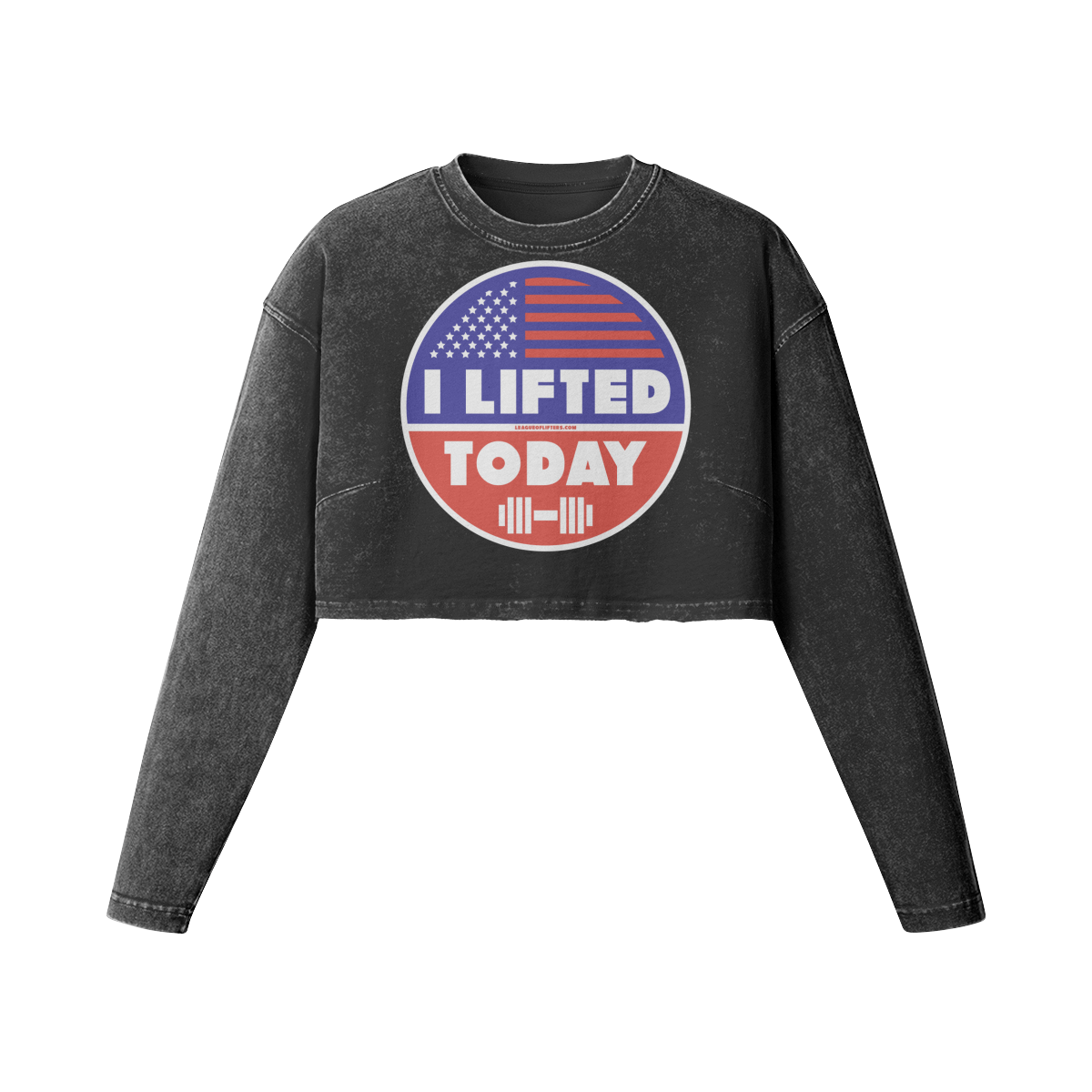I LIFTED TODAY- Womens Long Sleeve Crop Top-Faded Black-League of Lifters