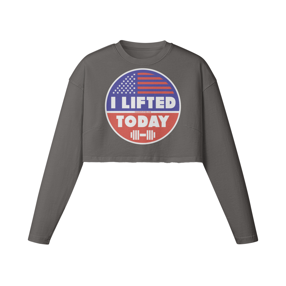 I LIFTED TODAY- Womens Long Sleeve Crop Top-Granite Gray-League of Lifters