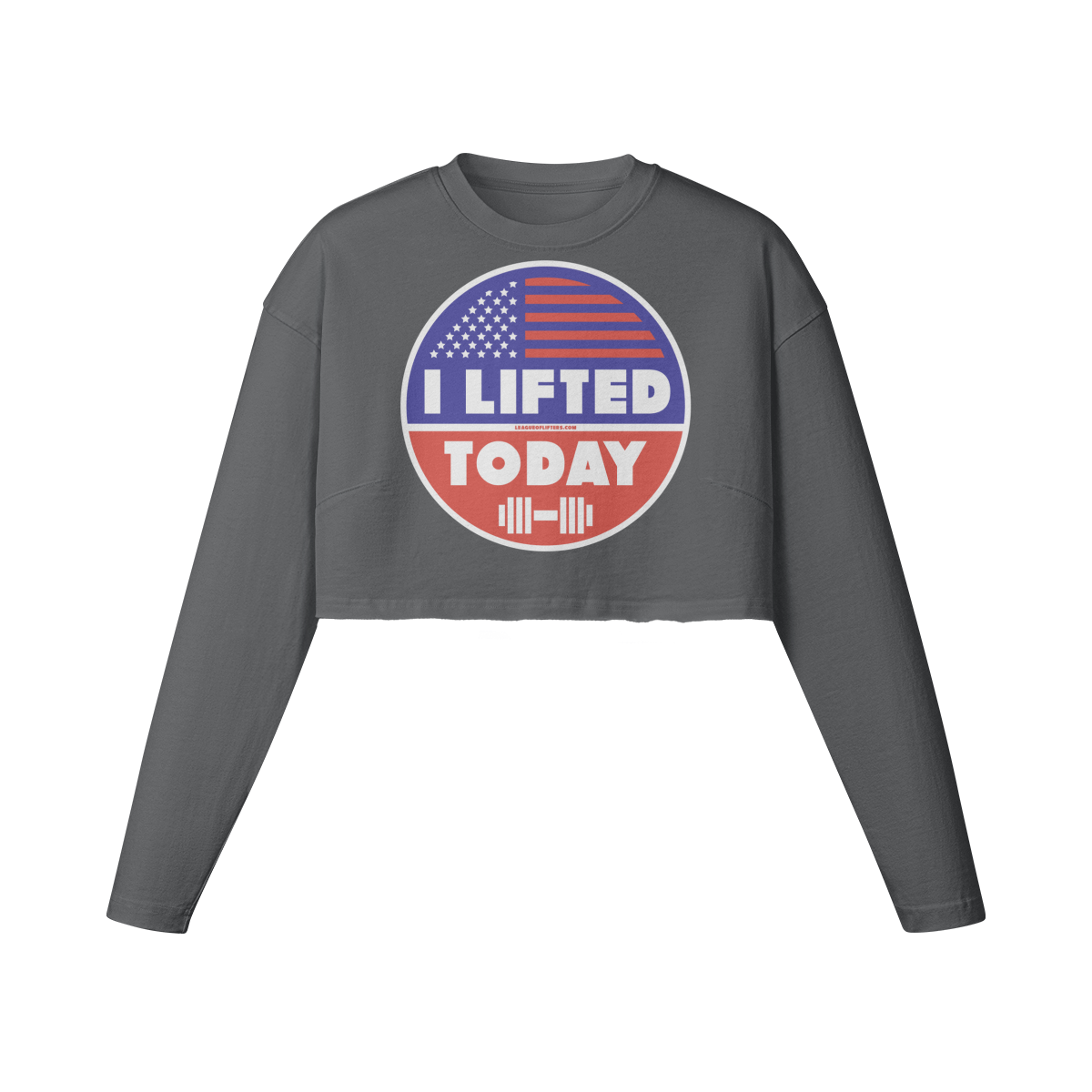 I LIFTED TODAY- Womens Long Sleeve Crop Top-Carbon Gray-League of Lifters
