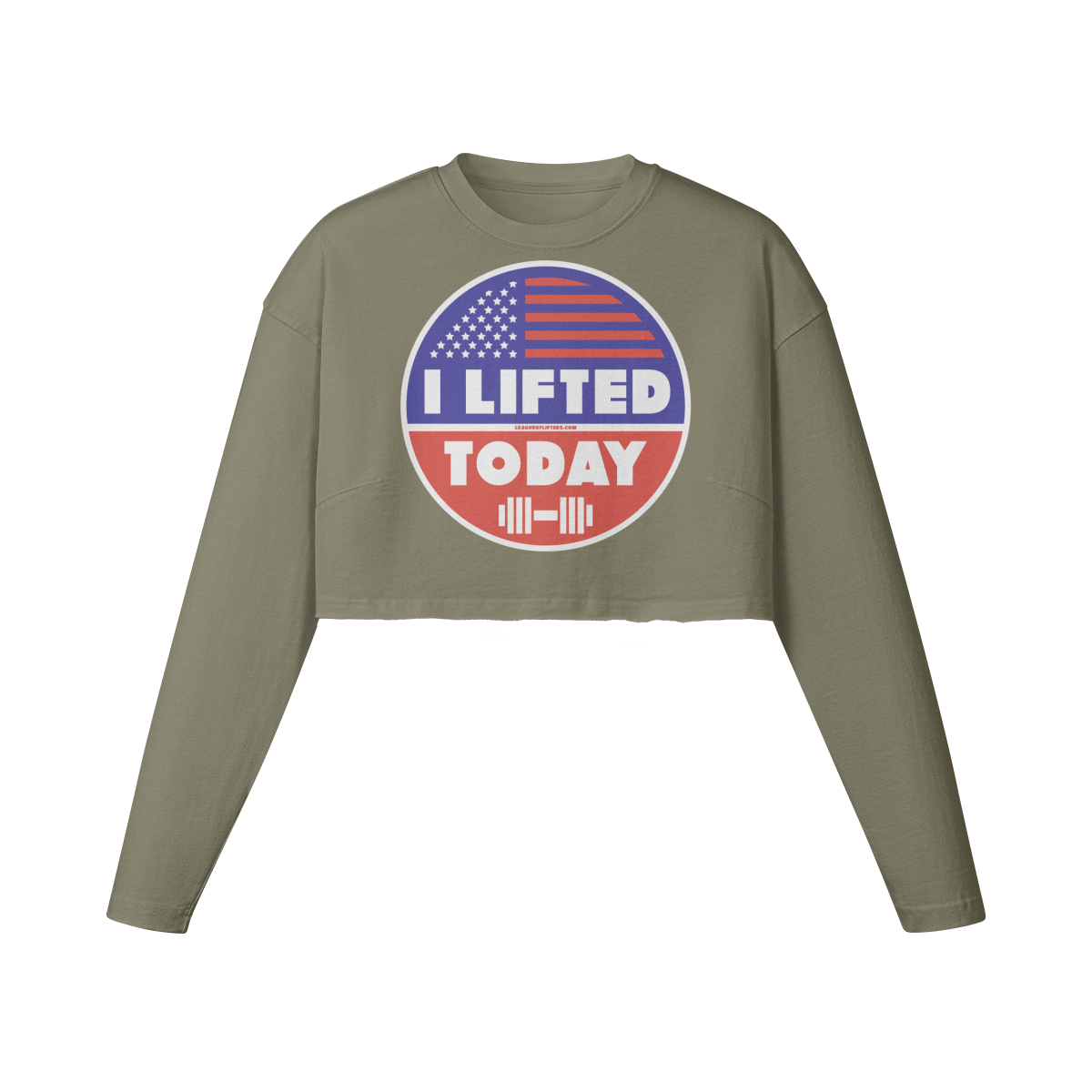 I LIFTED TODAY- Womens Long Sleeve Crop Top-Artichoke-League of Lifters