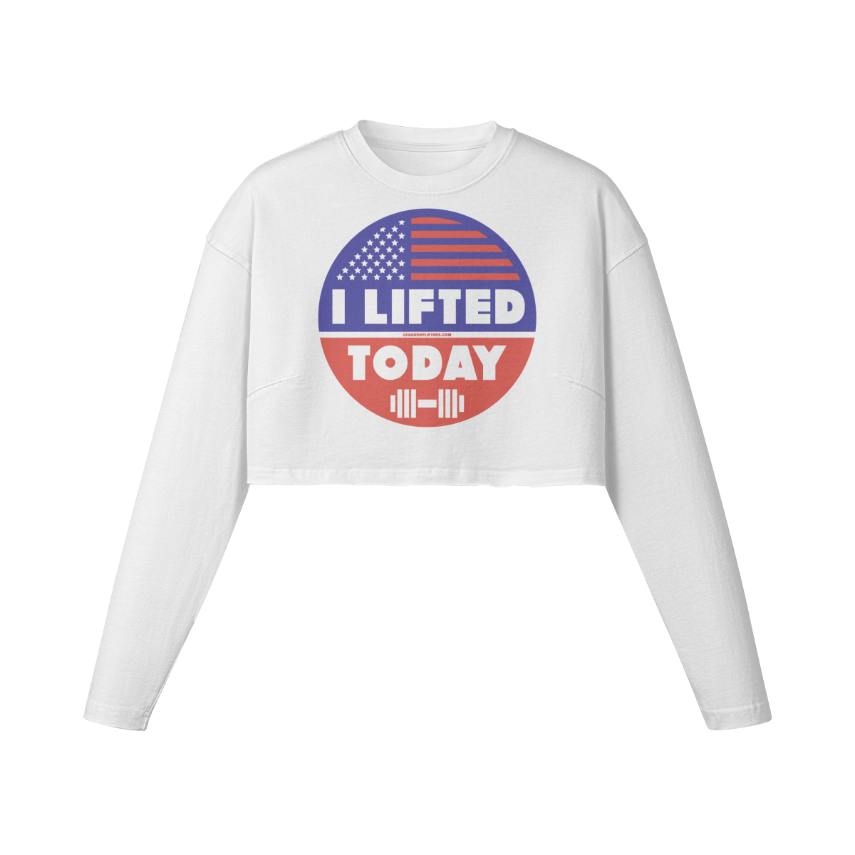 I LIFTED TODAY- Womens Long Sleeve Crop Top-White-League of Lifters