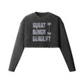 SQUATS BENCH DEADLIFT- Womens Long Sleeve Crop Top-Faded Black-League of Lifters
