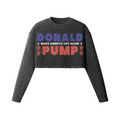 DONALD PUMP- Womens Long Sleeve Crop Top-Faded Black-League of Lifters