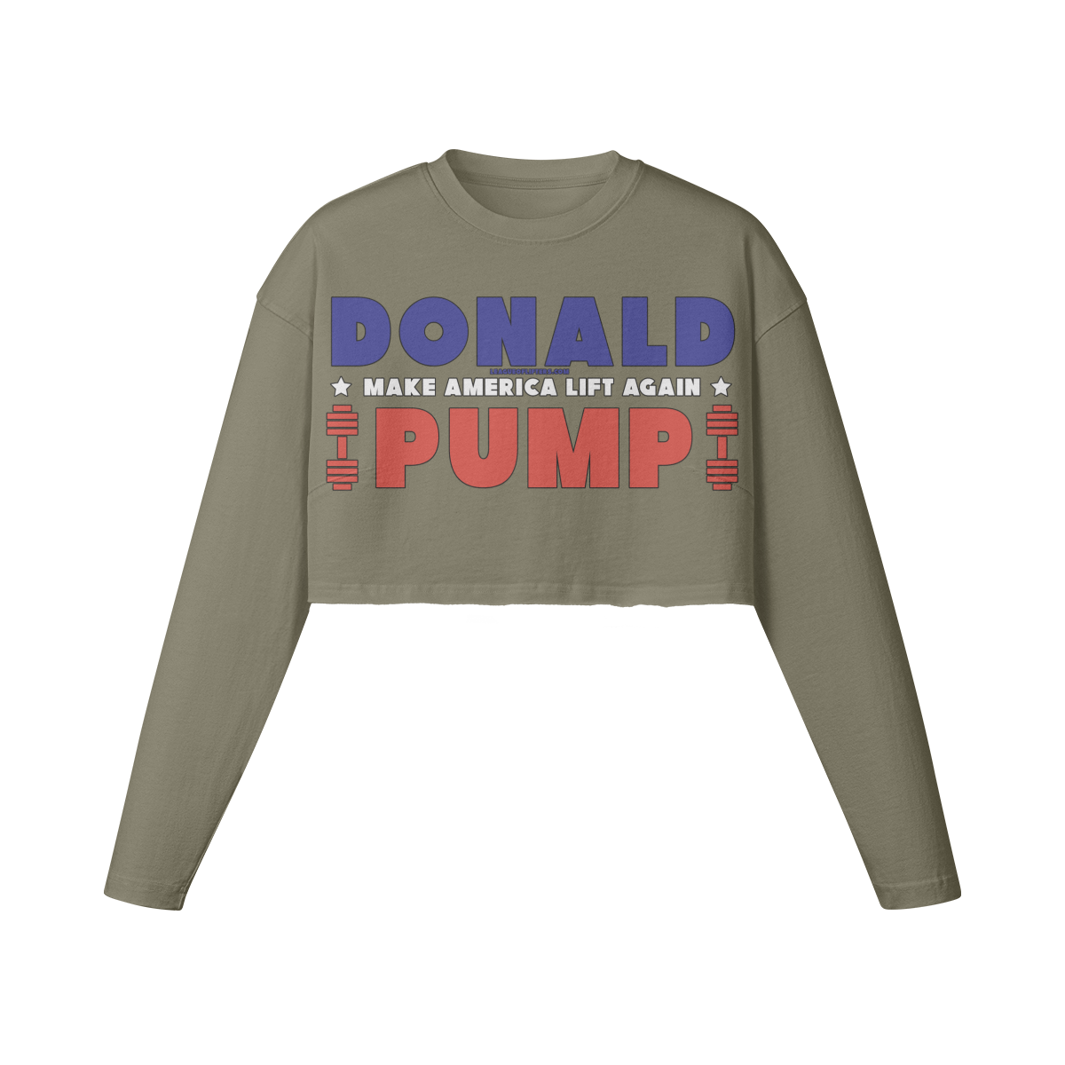 DONALD PUMP- Womens Long Sleeve Crop Top-Artichoke-League of Lifters