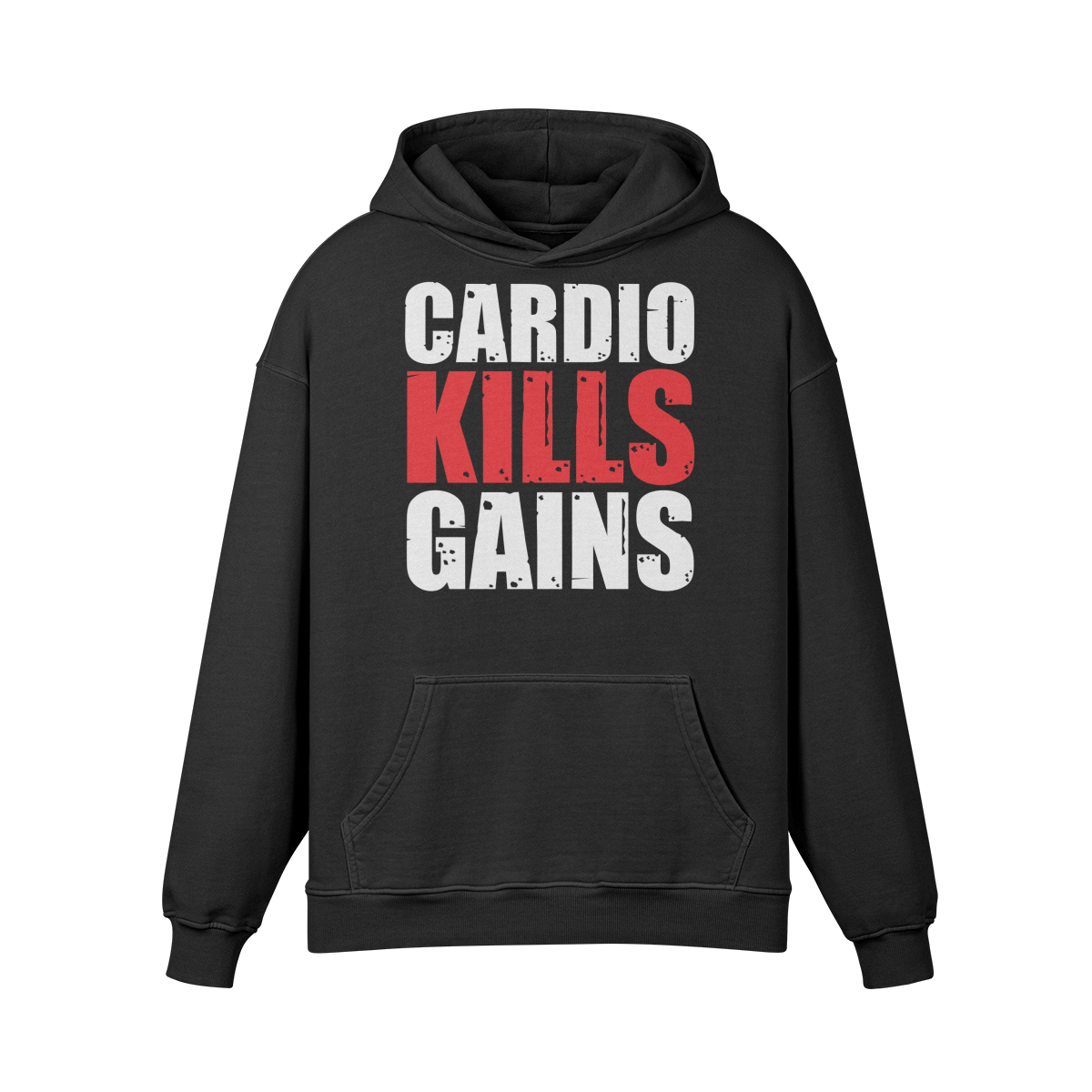 CARDIO KILLS GAINS- Oversized Hoodie-Faded Black-League of Lifters